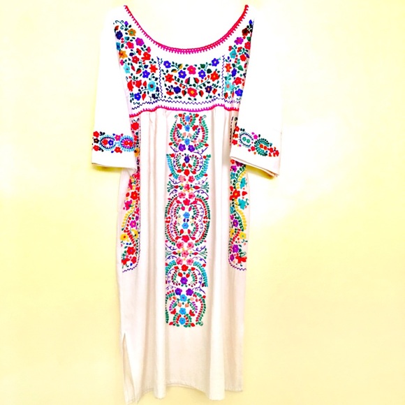 Mexican dress embroidered boho chic